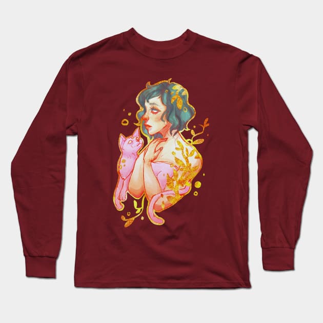 Golden Girl Long Sleeve T-Shirt by DeepFriedPaint